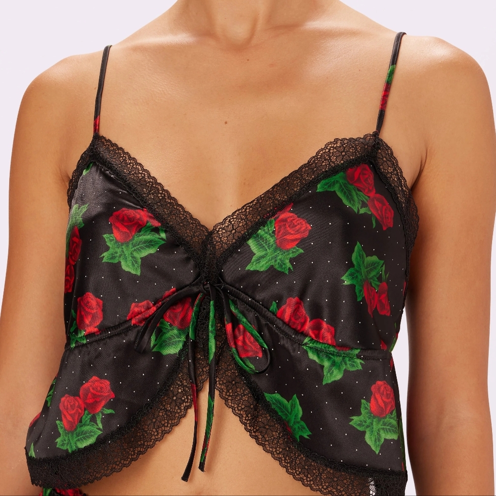 Betsey Johnson x Parade Luxe Lace Flyaway Cami | Glow Satin (Rose)